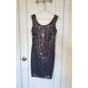 Vintage 80s Glenrob Black Sequin Mini Dress